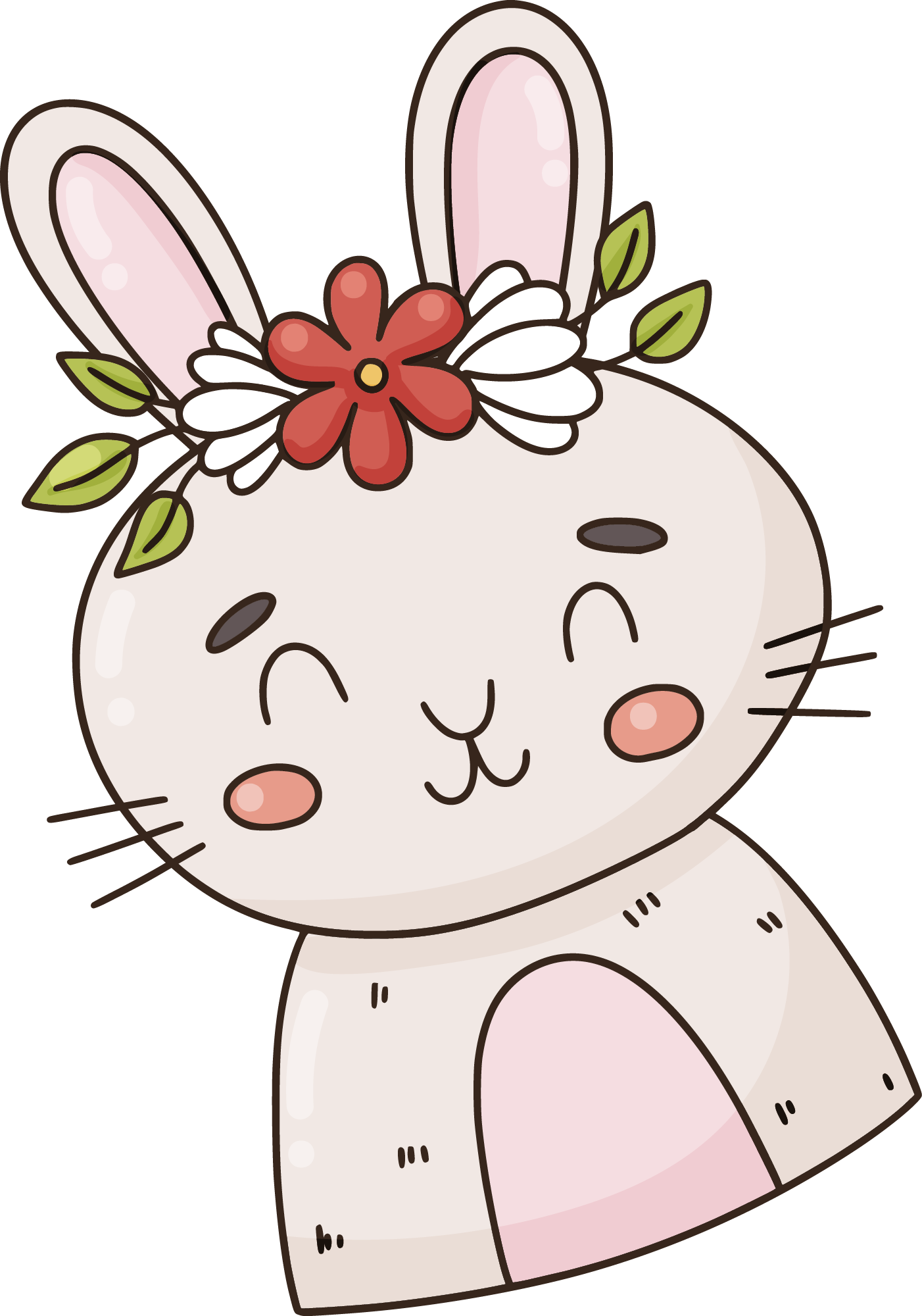Preview for Cartoon-bunny-floral-crown-easter-sticker-f6bf1