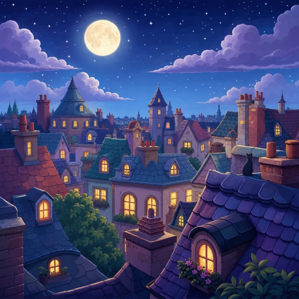 Preview for Moonlit Cartoon Pastel Background