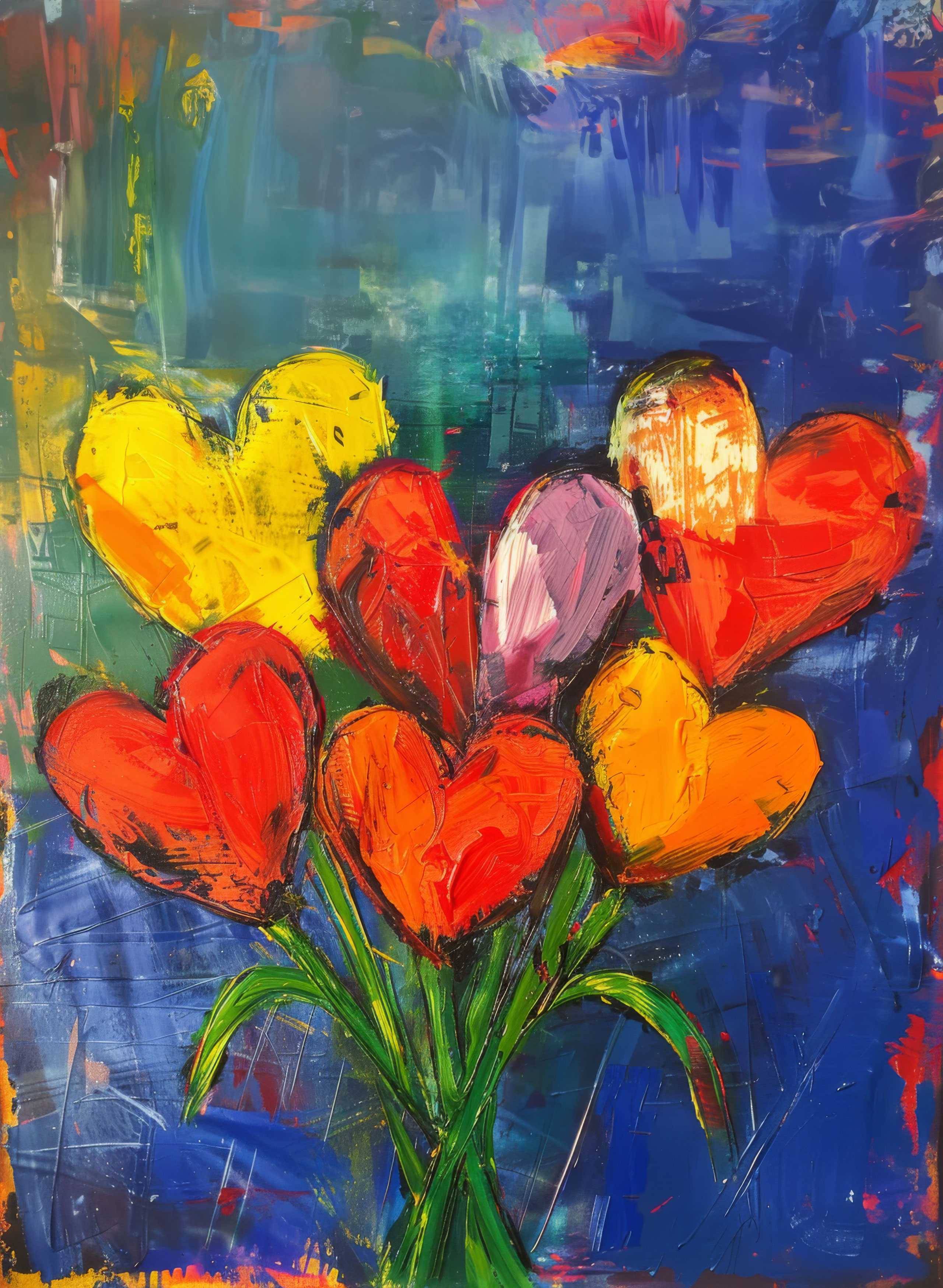 Preview for Heart-bouquet-abstract-painting-mothers-day-background-7e986