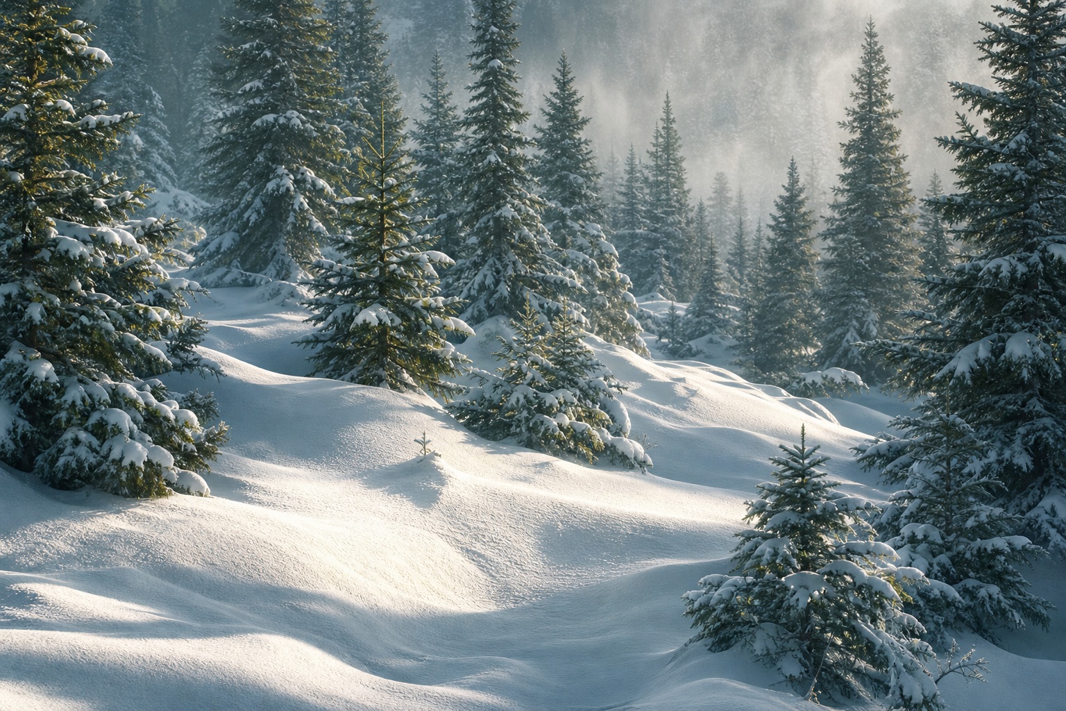 Preview for Snowy Pine Forest Background