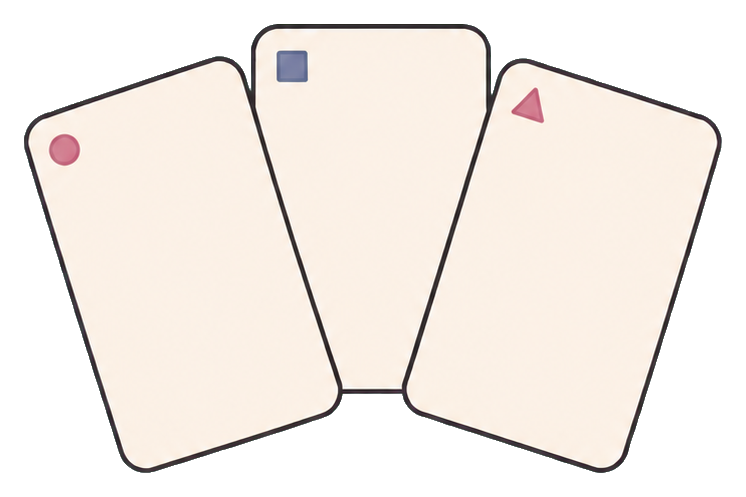 Three simple playing cards shown as a minimal sticker graphic.