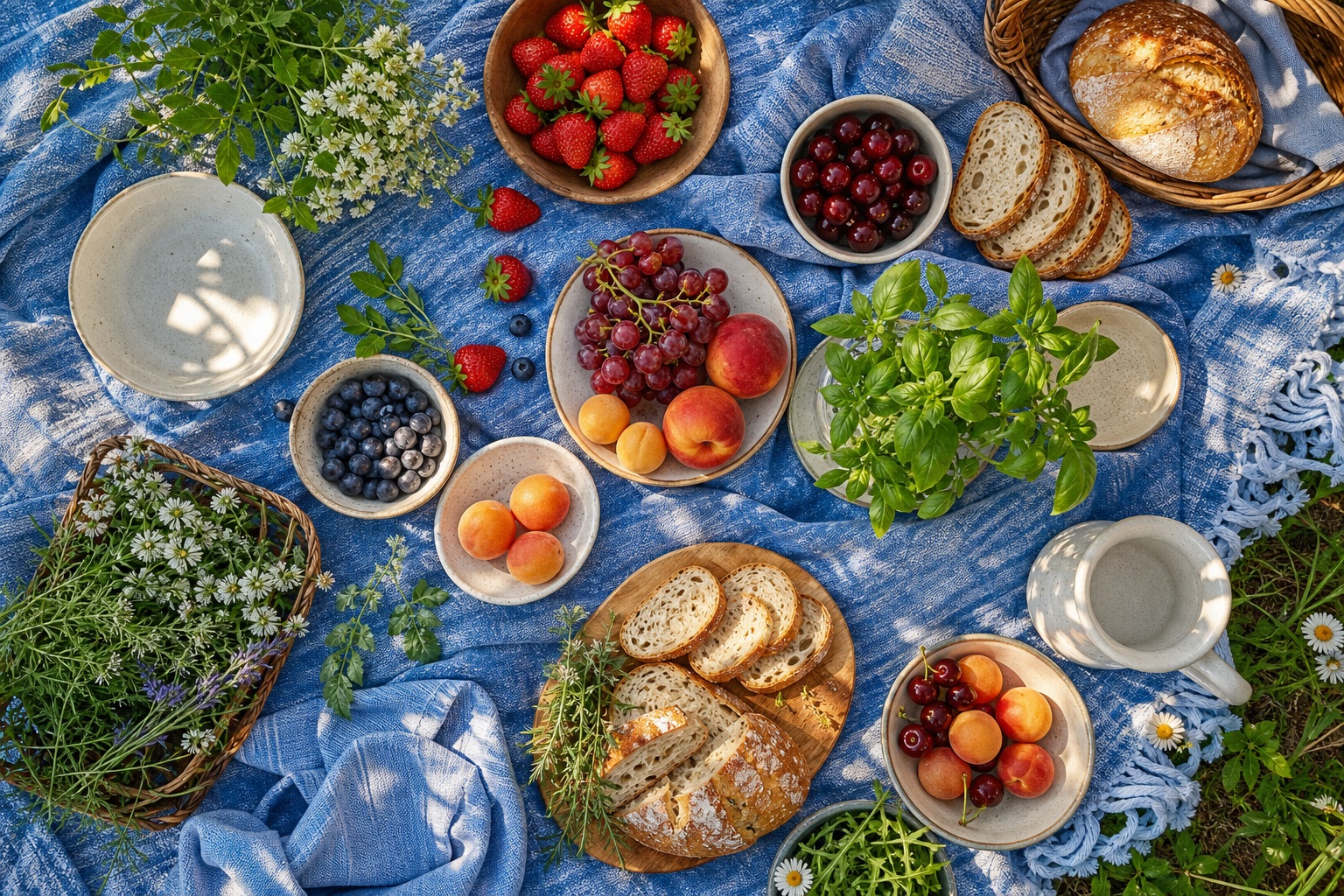 Preview for Blue Woven Picnic Background Stock Image