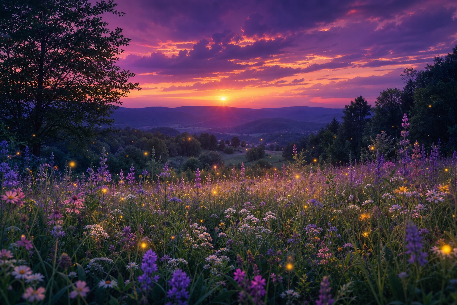 Preview for Summer Dusk Meadow Background