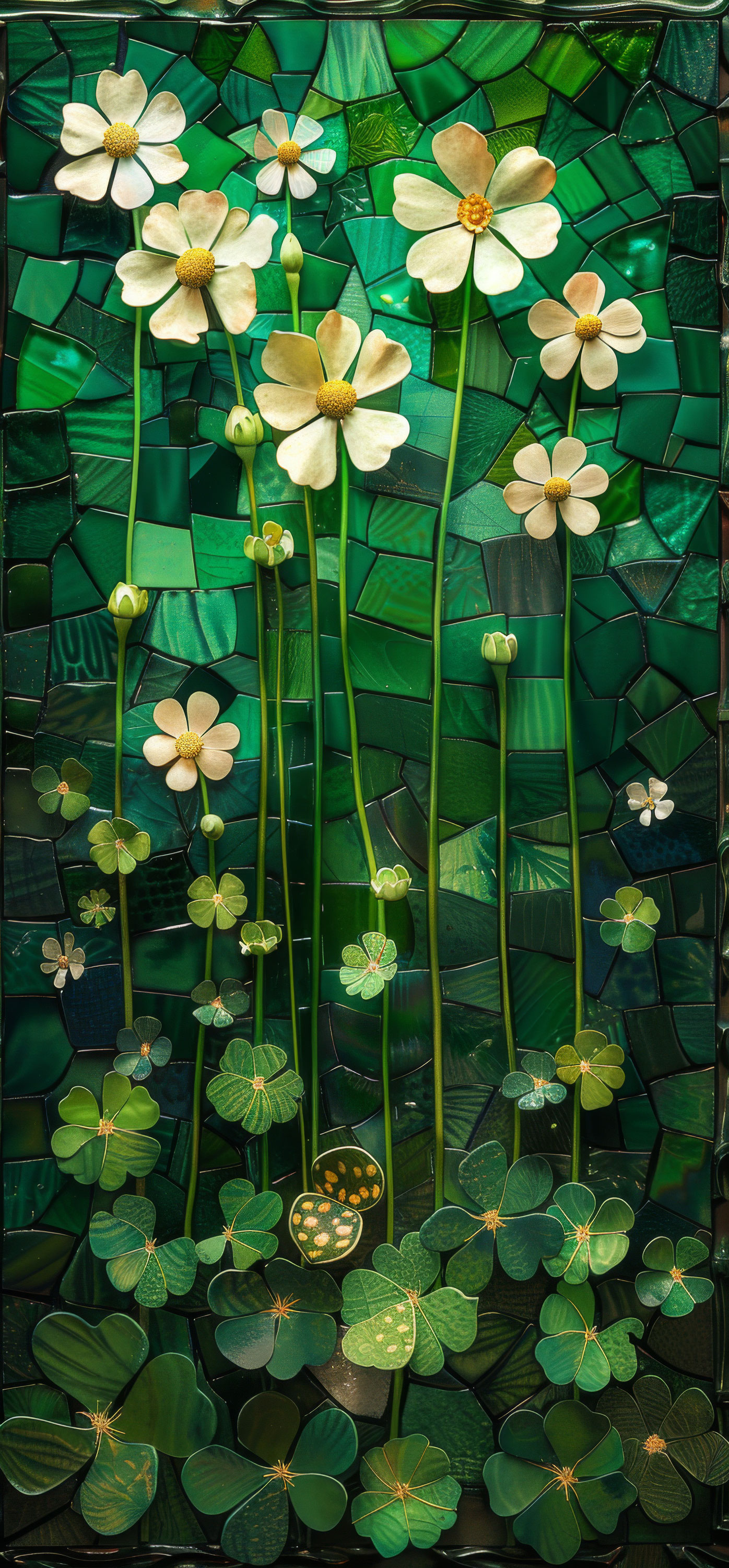 Preview for Mosaic-art-white-flowers-st-patricks-background-71764