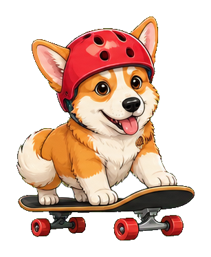 Preview for Skateboarding Corgi Sticker