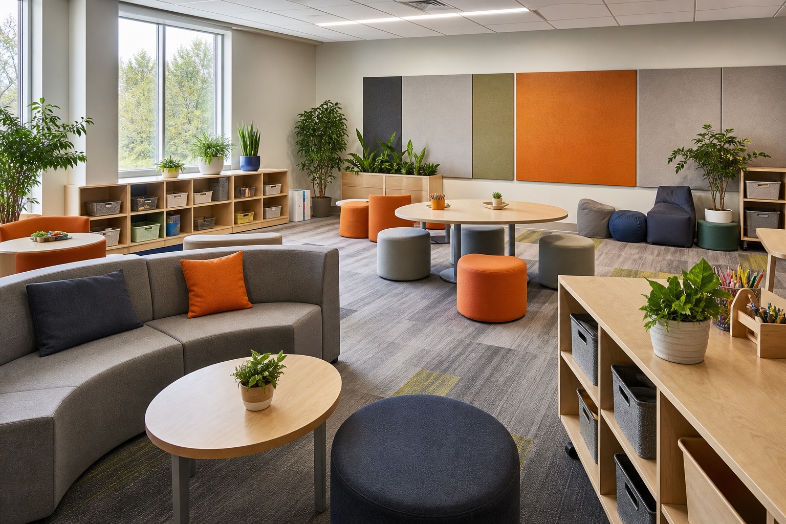 Preview for Modern Classroom Background Stock Image