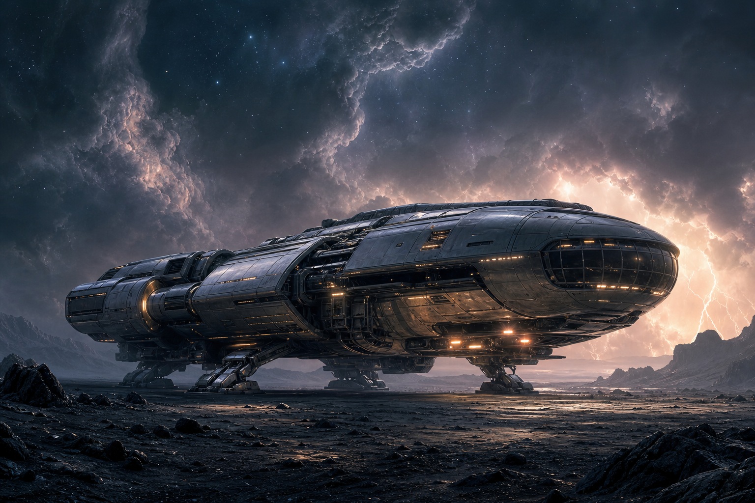 Preview for Futuristic Spacecraft Storm Background