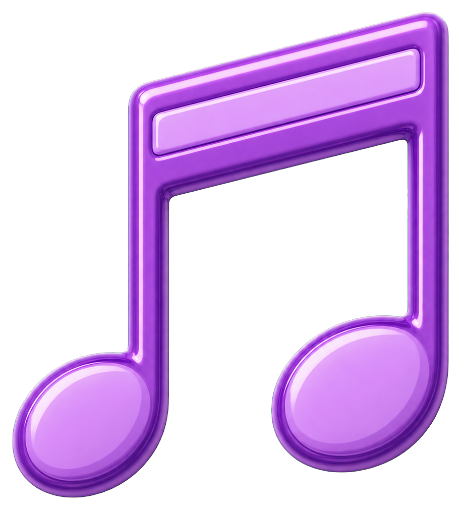 Purple double eighth notes music sticker on a transparent background