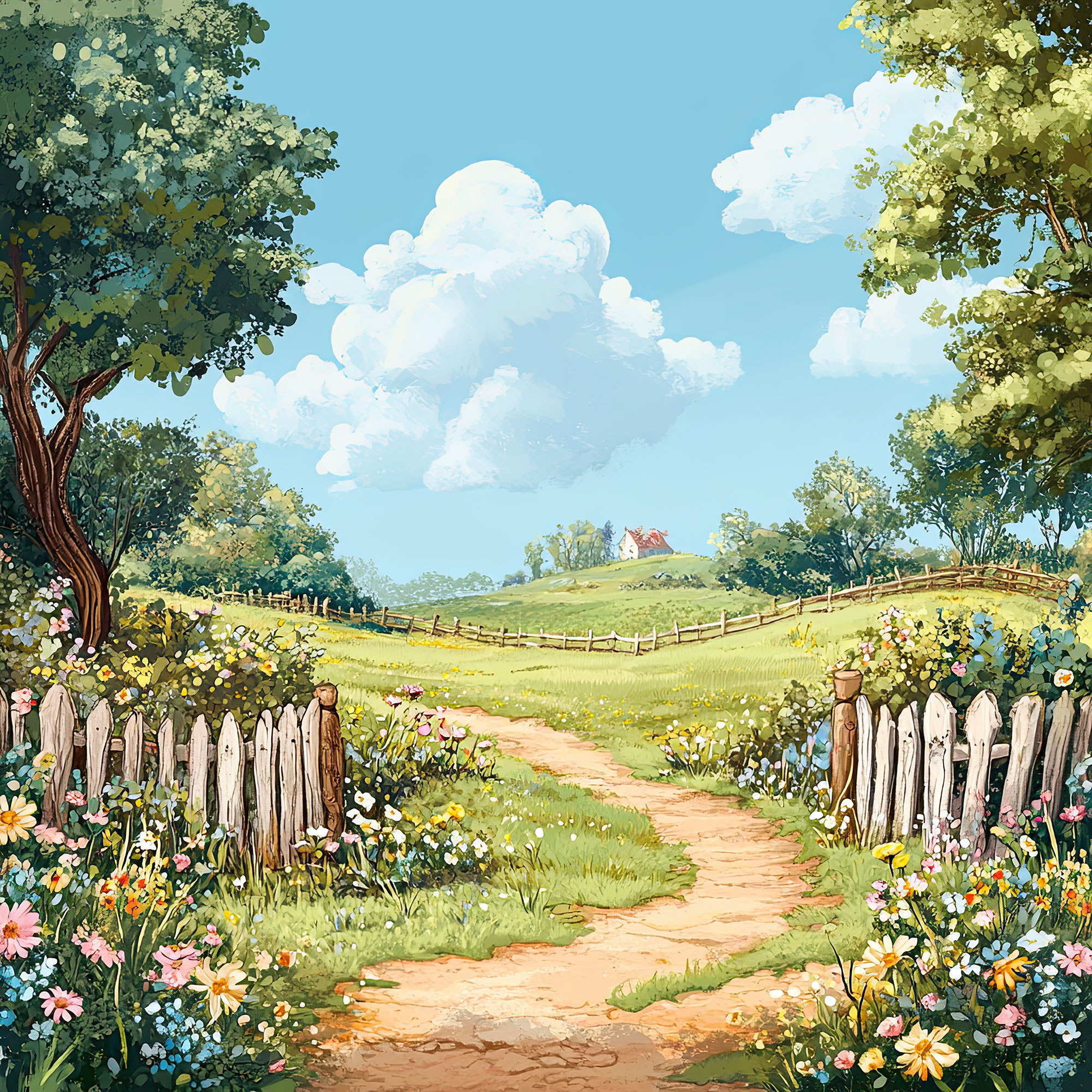 Preview for Serene-countryside-landscape-nature-backdrop-background-84901