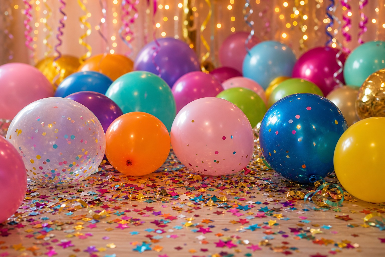 Preview for Birthday Balloons And Confetti Background