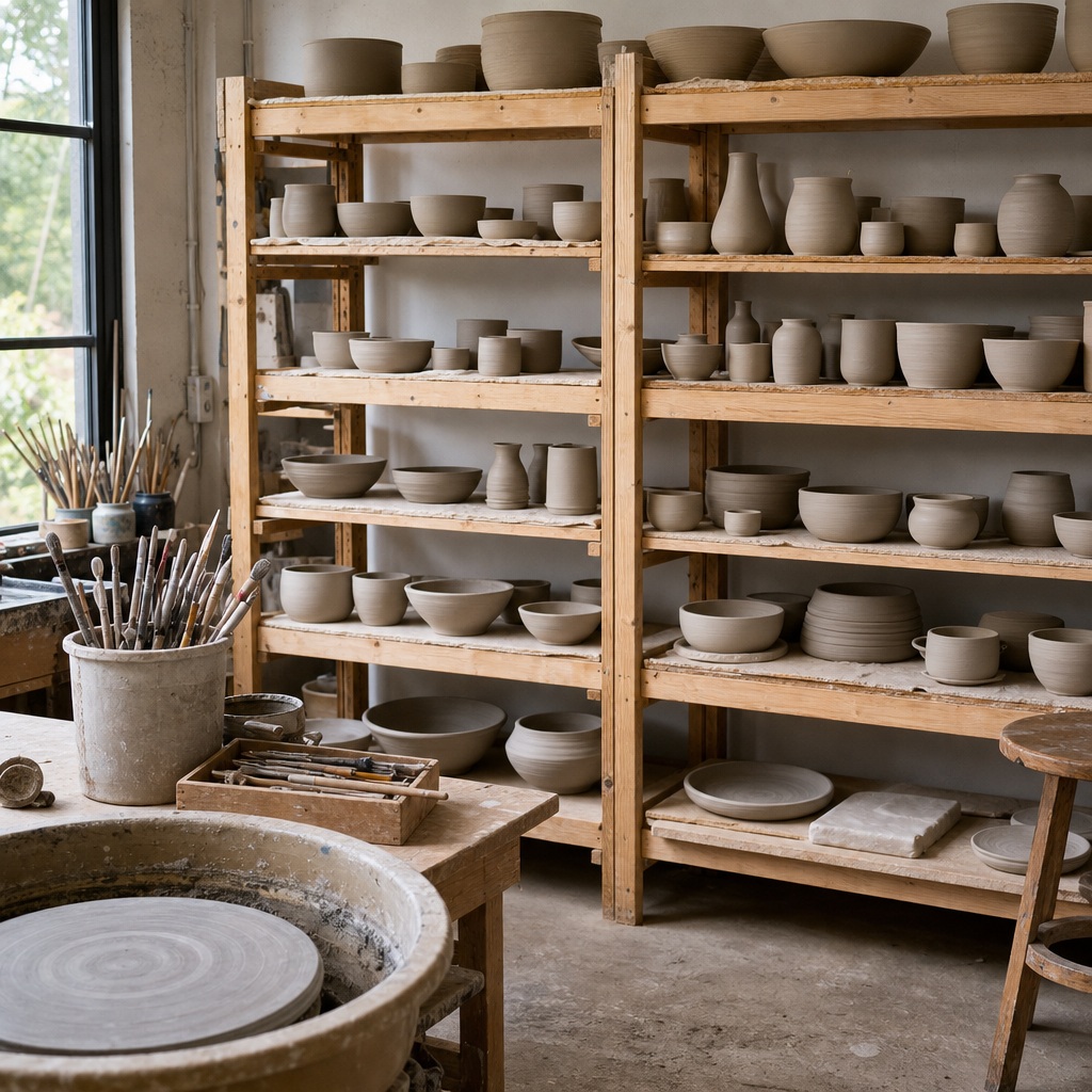 Preview for Neutral Pottery Studio Background Stock Image