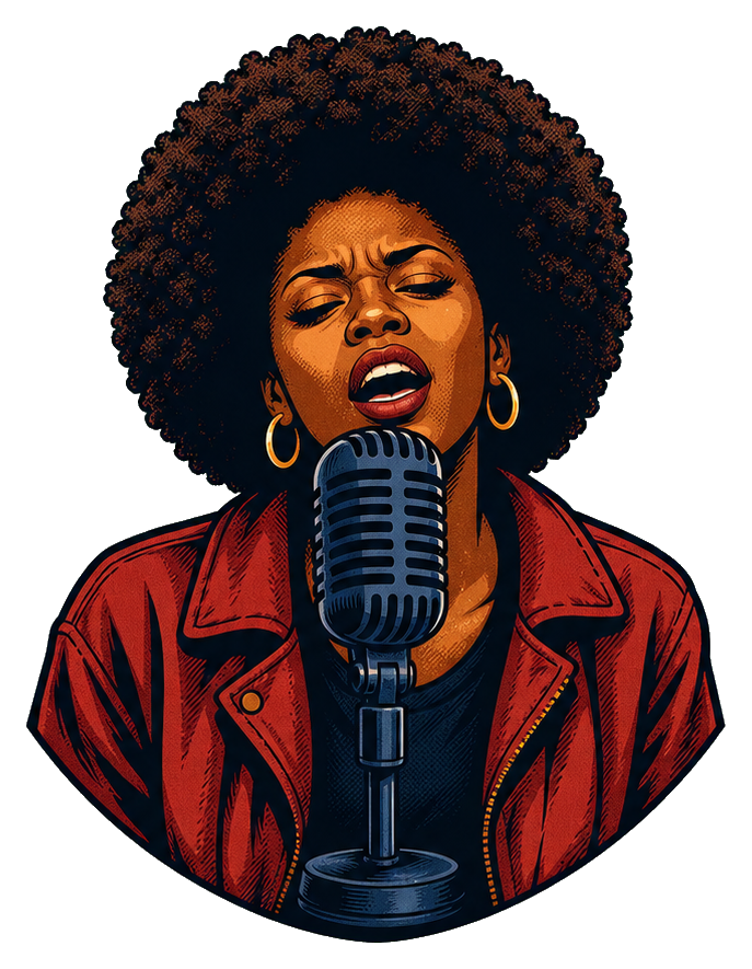 Preview for Gold Afro Vintage Mic Sticker