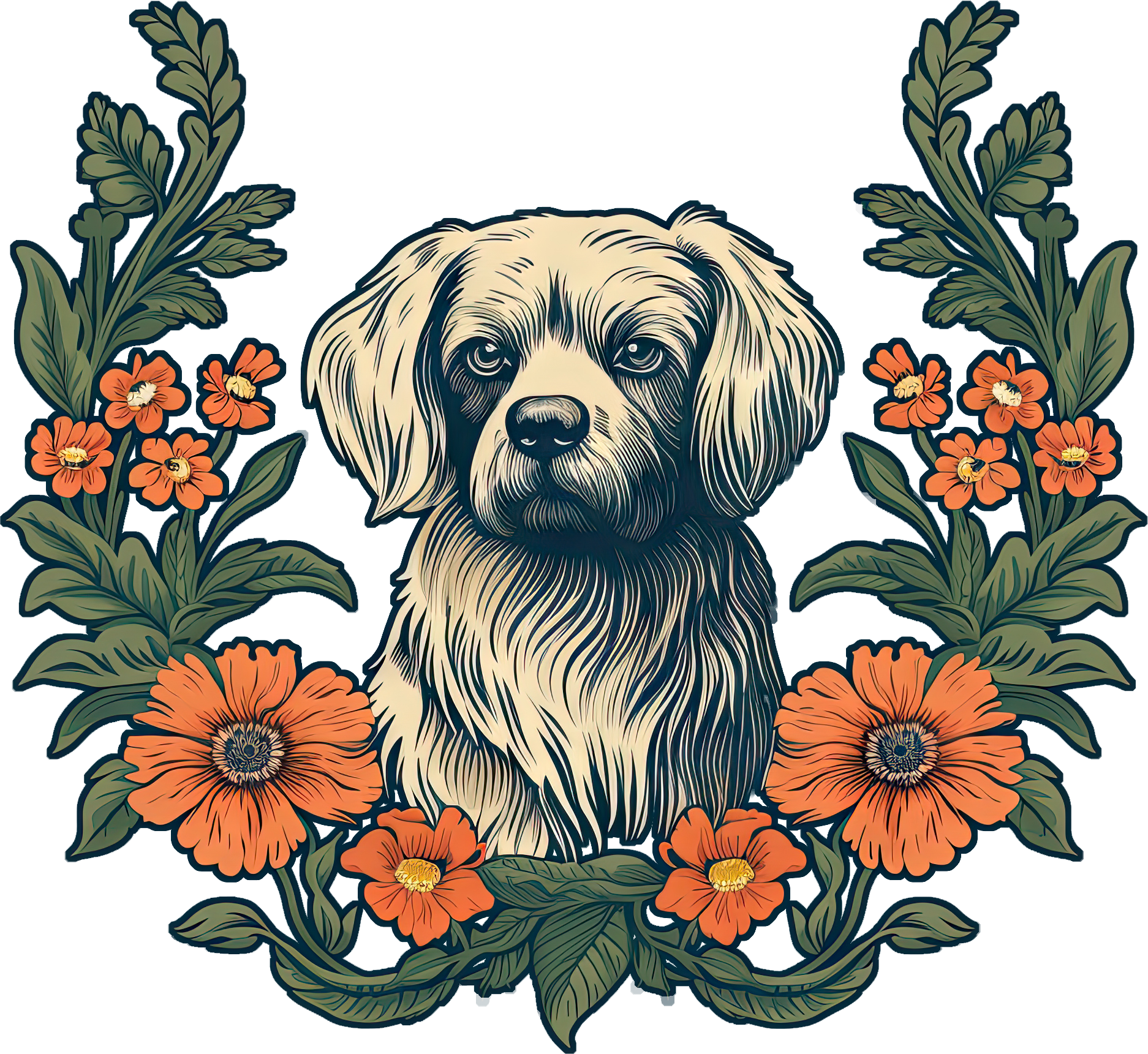 Preview for Dog-floral-wreath-illustration-logo-animal-sticker-5993d