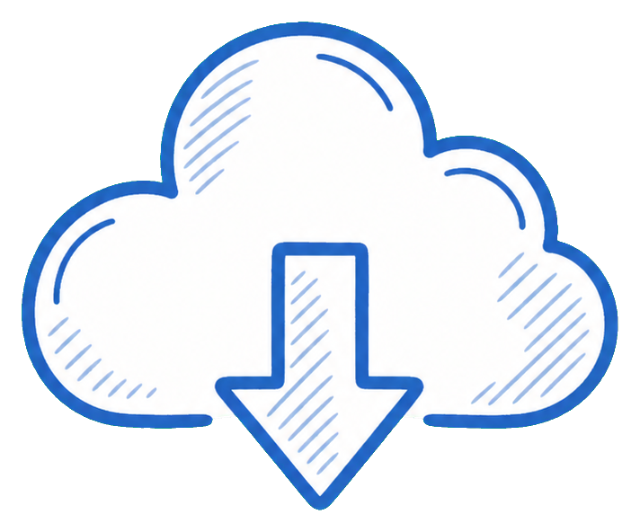 Preview for Cloud Download Blue Line Art Sticker