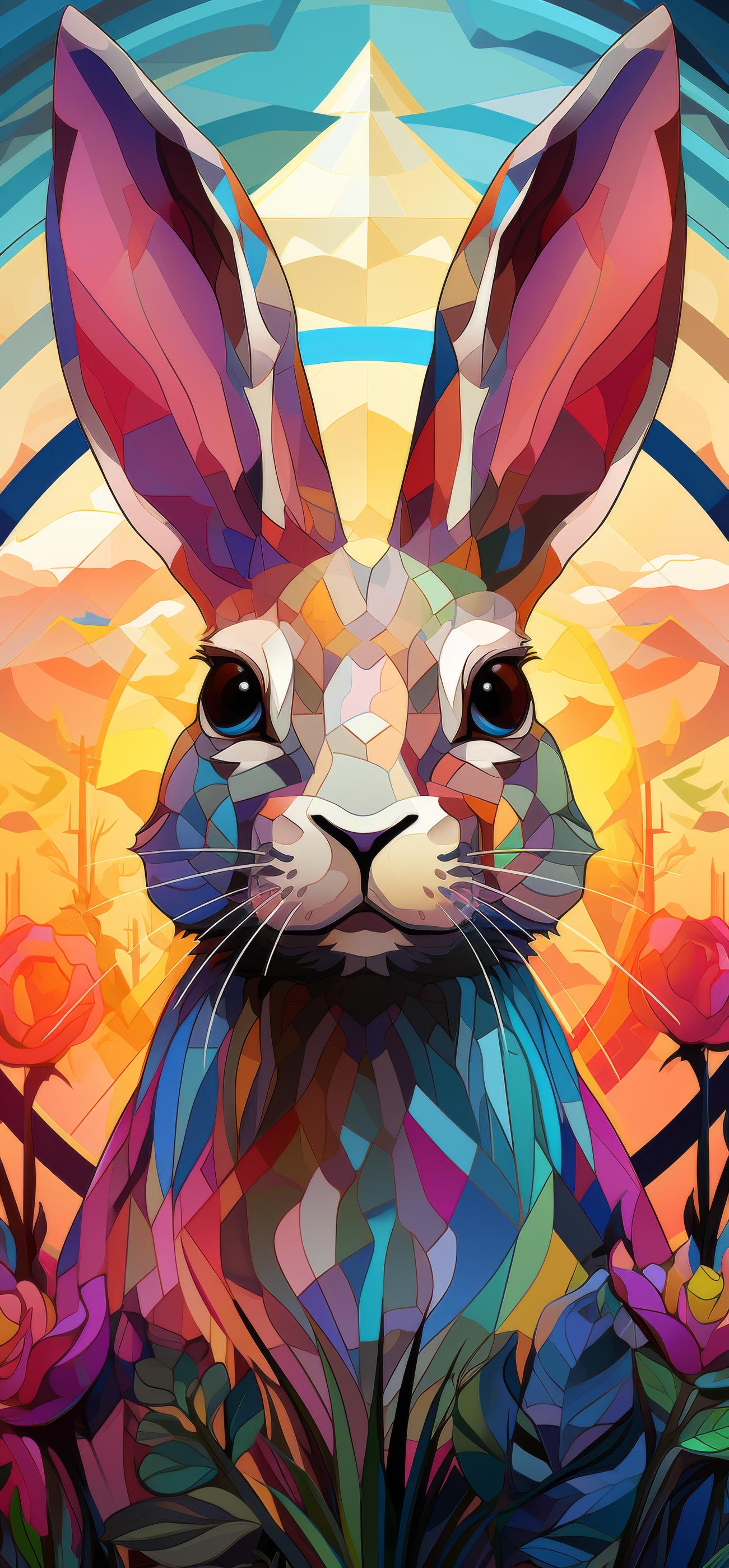 Preview for Stained-glass-rabbit-art-easter-phone-background-1004f