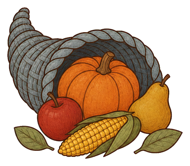 Preview for Dusty Blue Thanksgiving Cornucopia Sticker