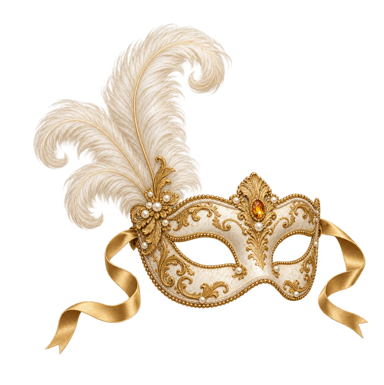 Preview for Ivory Feathered Venetian Mask Sticker