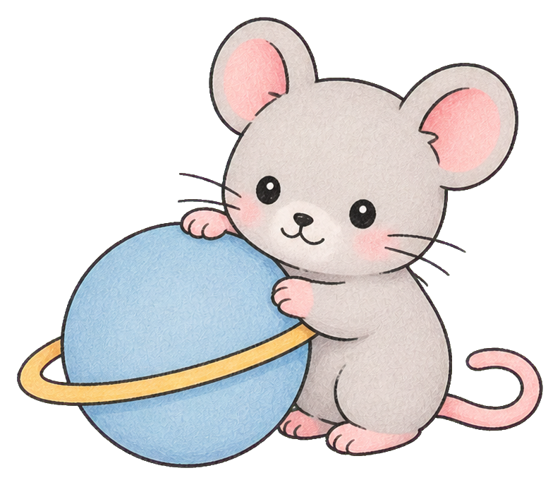 Preview for Kawaii Mouse With Tiny Planet Sticker