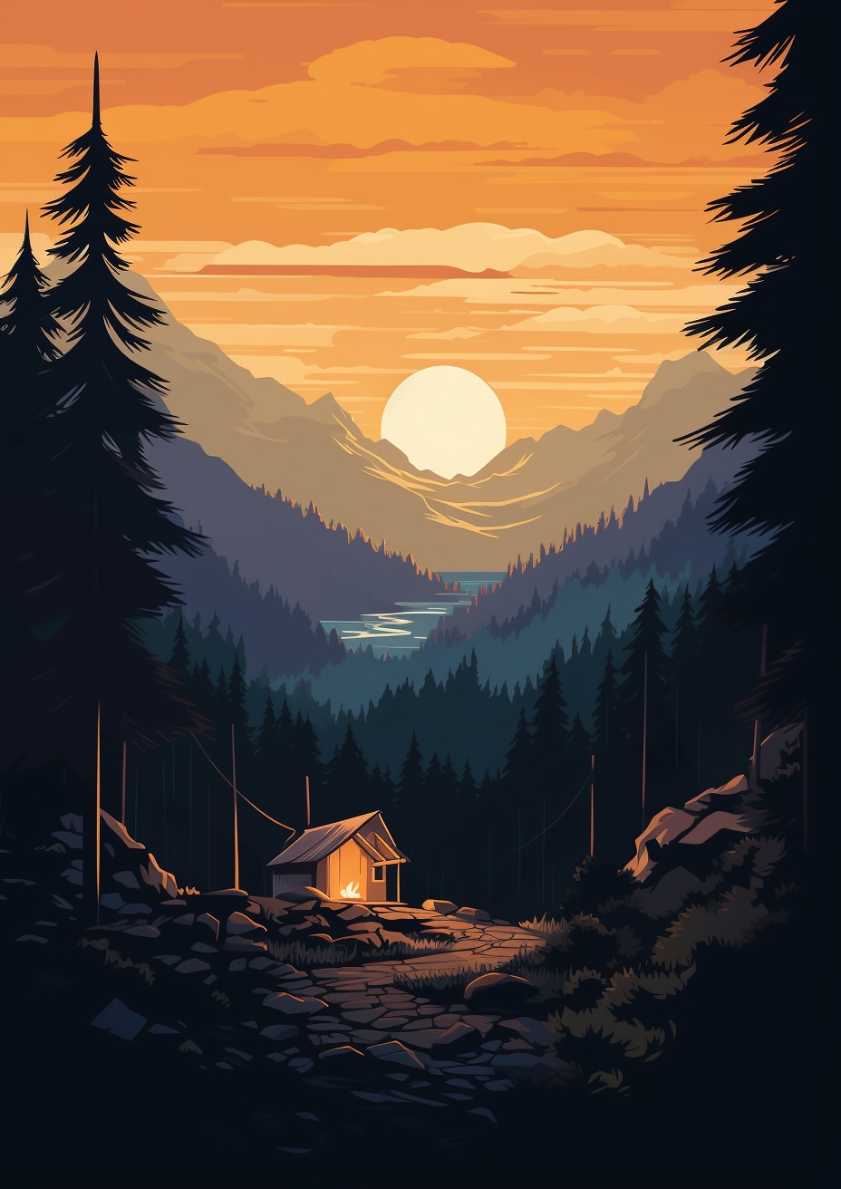 Preview for Camping Mountain Sunset Background