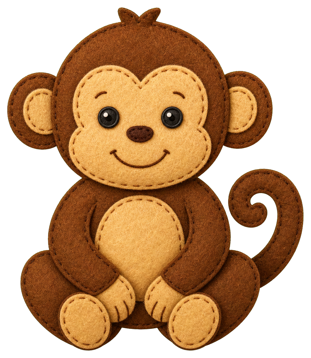 Preview for Cute Felt Monkey Sticker Graphic