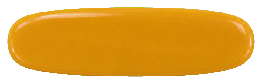 A mustard yellow enamel hair slide shaped as a simple elongated bar.