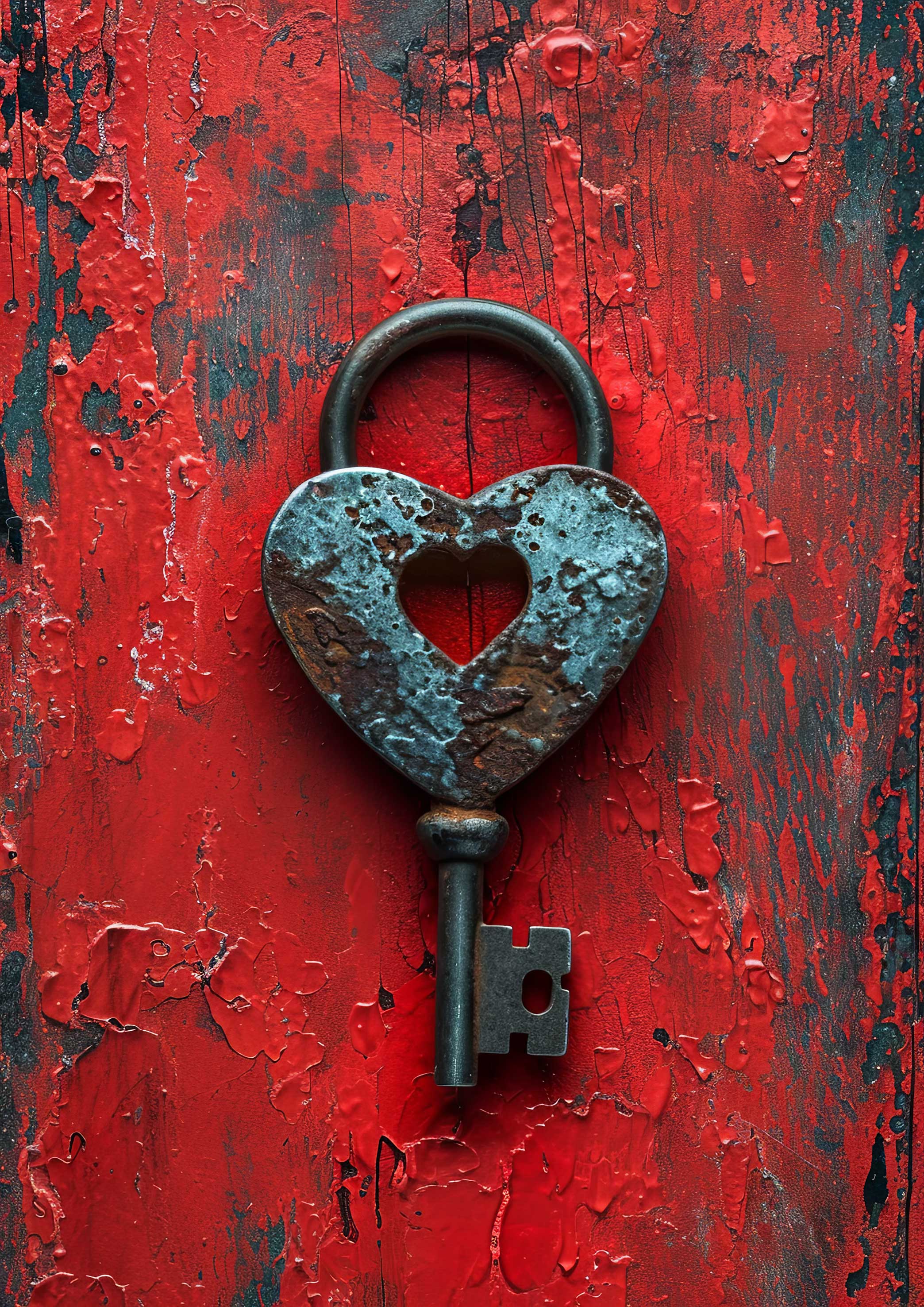 Preview for Rusty-heart-shaped-key-red-background-love-3aaff