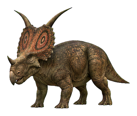 Realistic Diabloceratops with frilled head and horned face, standing in profile