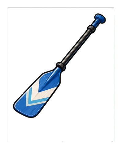 Blue and black rowing oar sticker on a transparent background