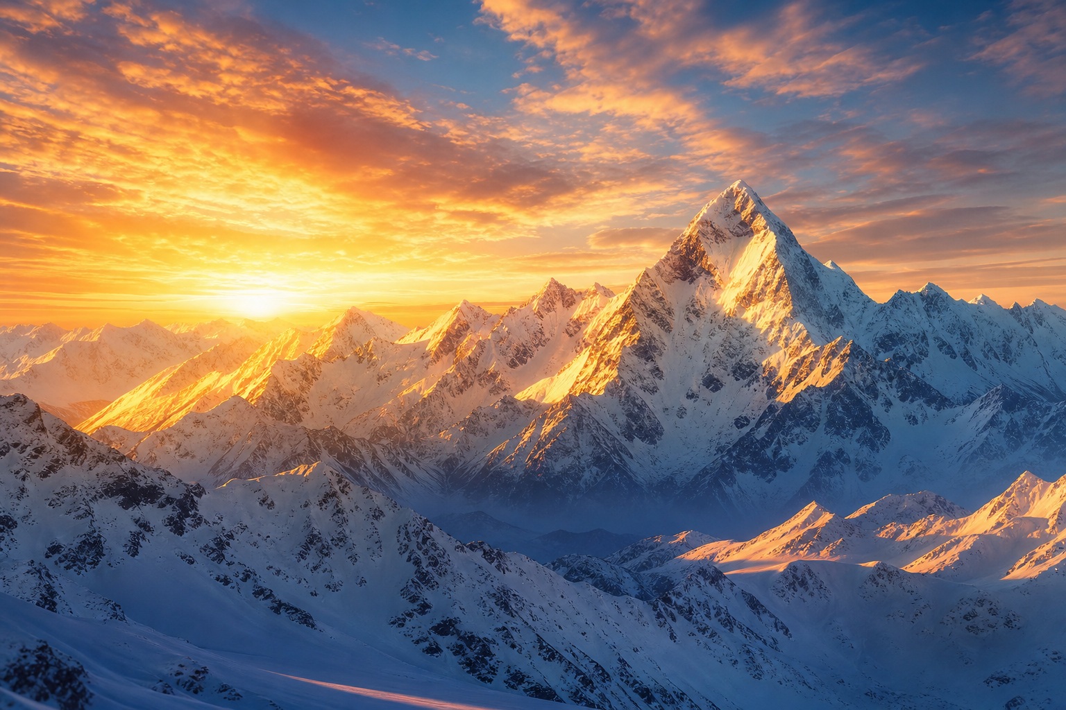 Preview for Snowy Mountain Sunrise Background