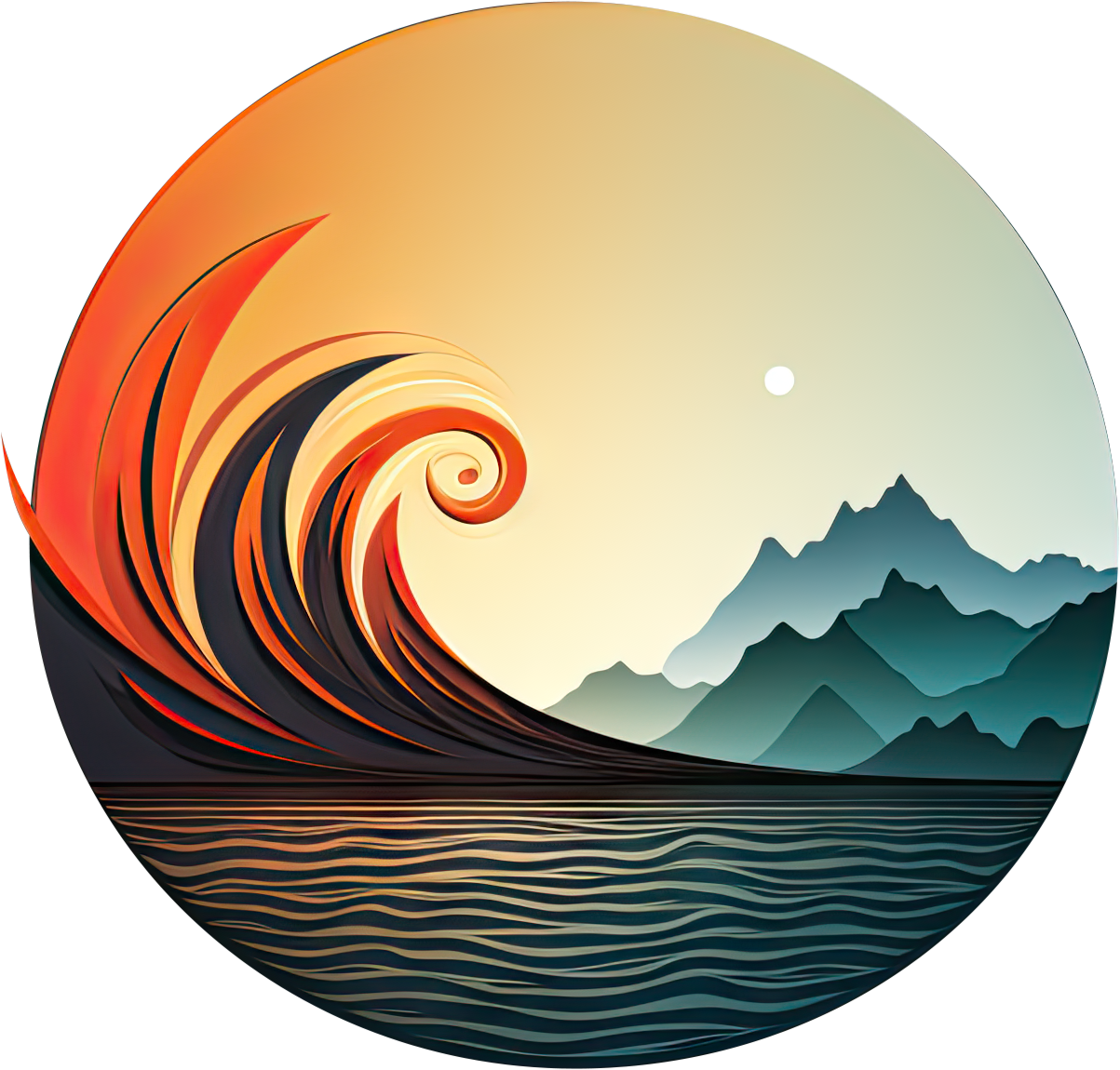 Preview for Wave-mountain-landscape-icon-logo-mountain-sticker-b896d