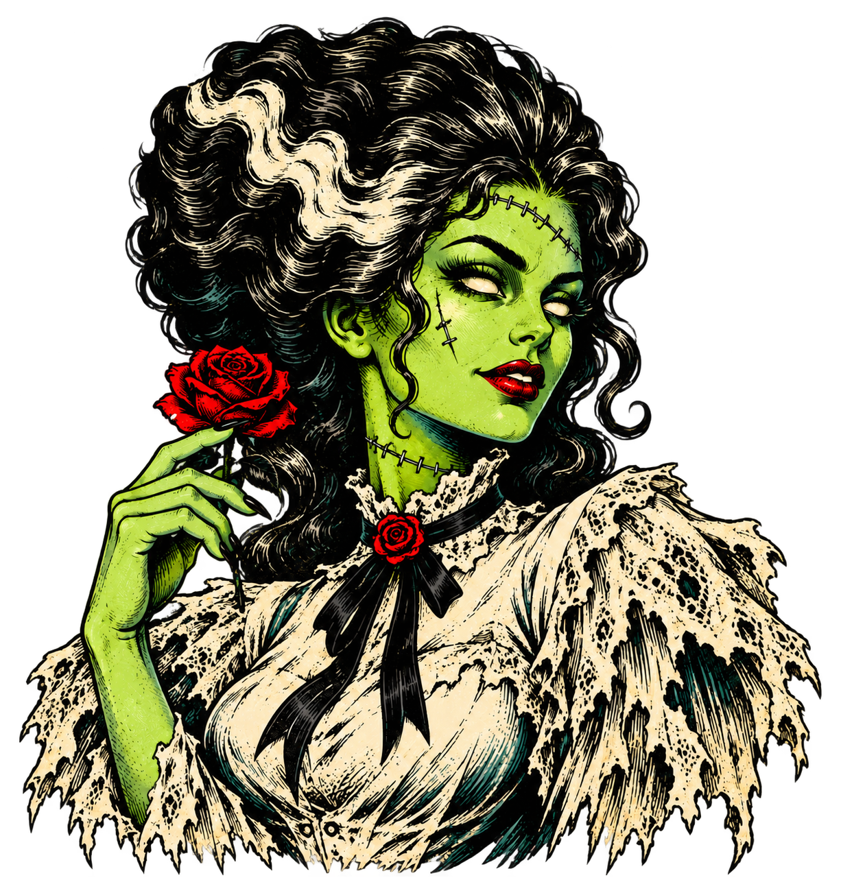 Preview for Vintage Green Monster Bride Sticker