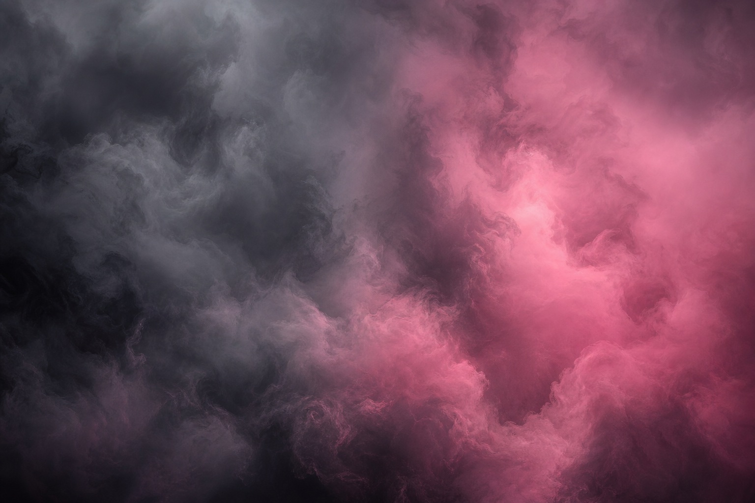 Soft pink duotone vapor clouds fading into dark graphite haze