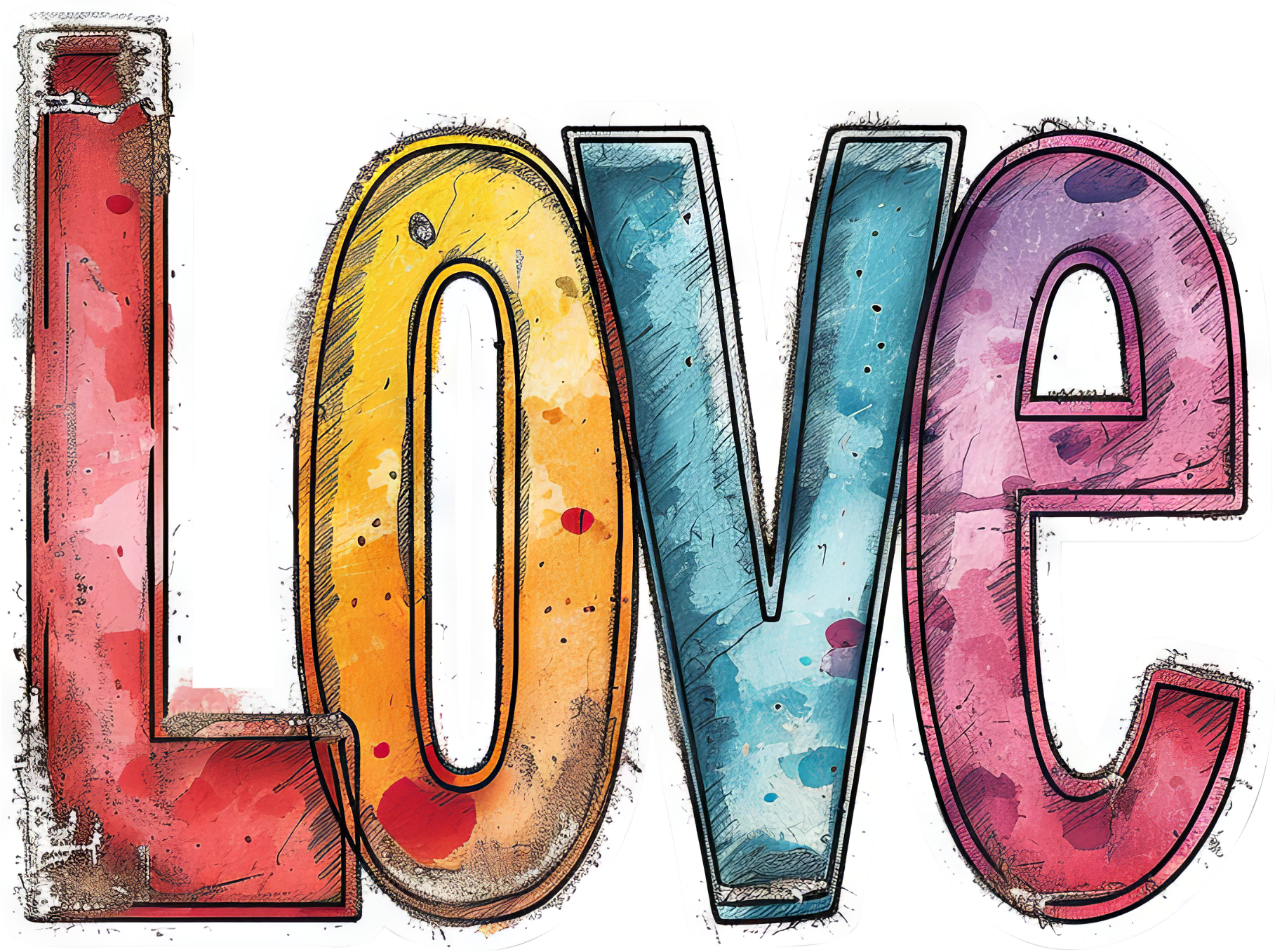 Preview for Colorful-love-typography-art-love-design-sticker-342ba