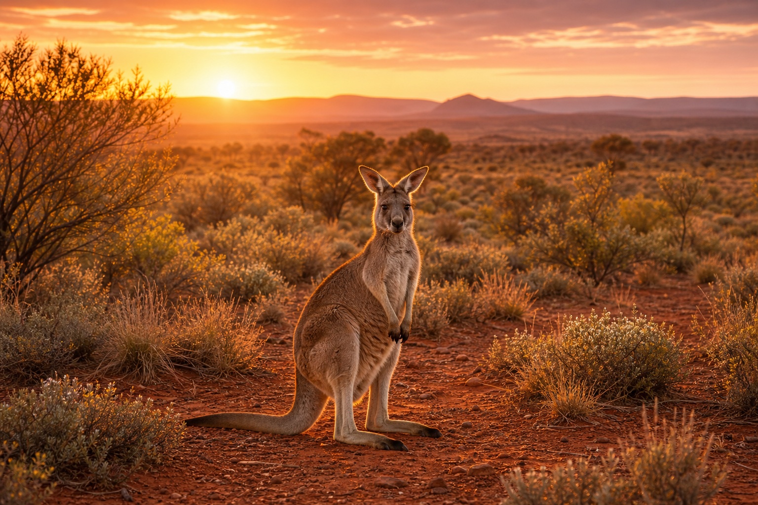 Preview for Kangaroo Outback Sunrise Background