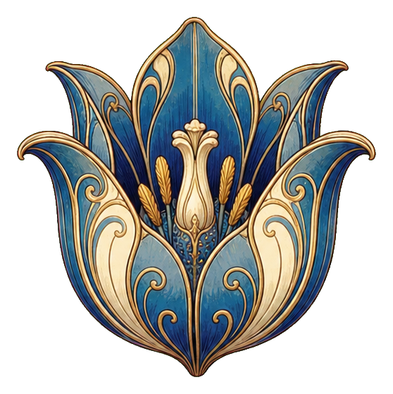 Preview for Art Nouveau Blue Ornamental Tulip Sticker
