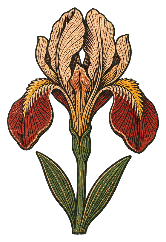 Preview for Carved Woodblock Iris Stem Sticker