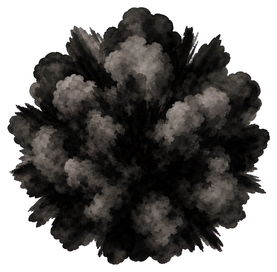 Black ink wash smoke burst shaped like a dramatic explosion cloud