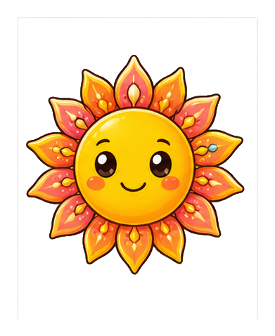 Preview for Flower Ray Sun Sticker For Summer Designs