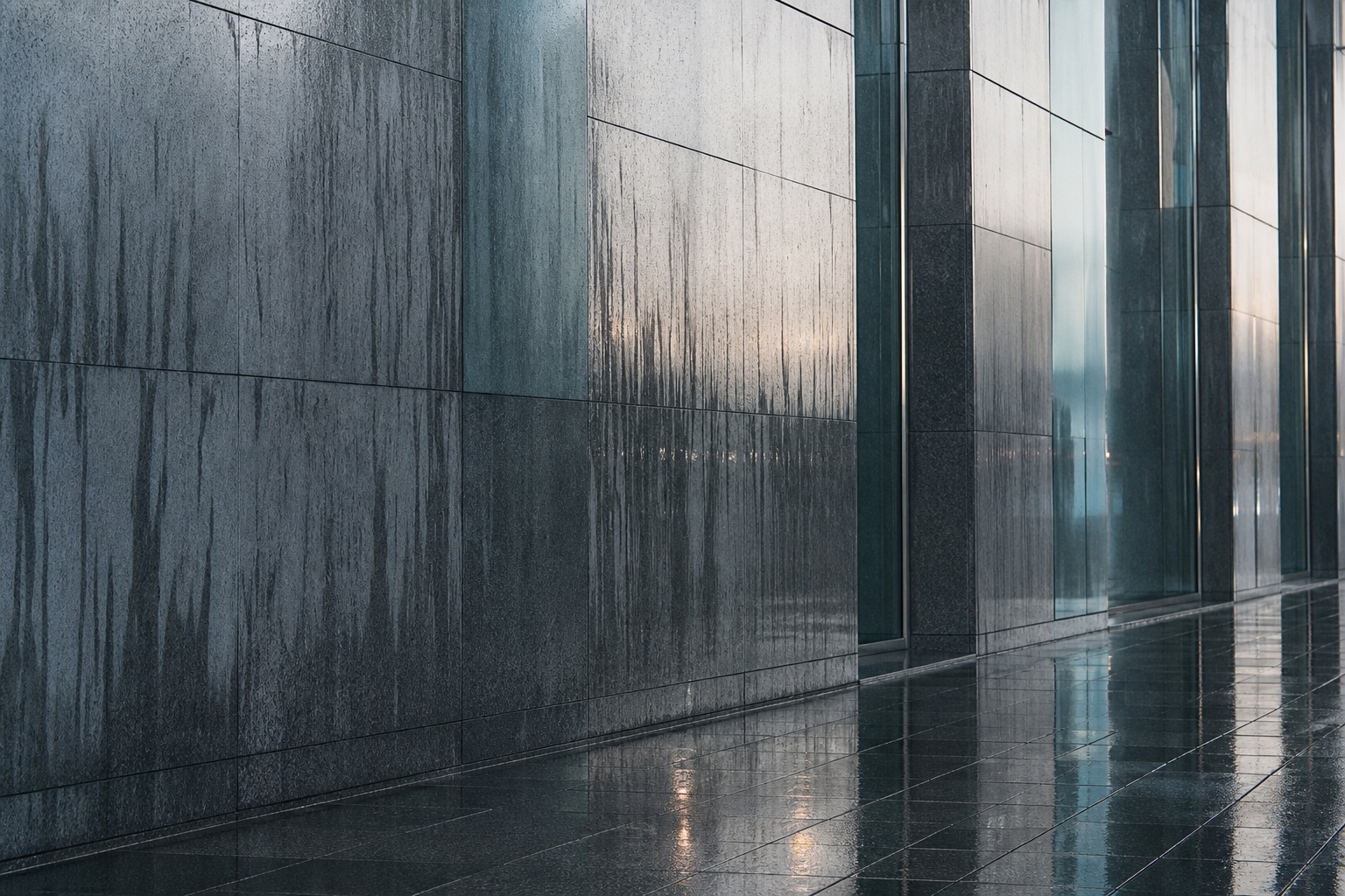 Preview for Cool Overcast Rain-streaked Facade Background