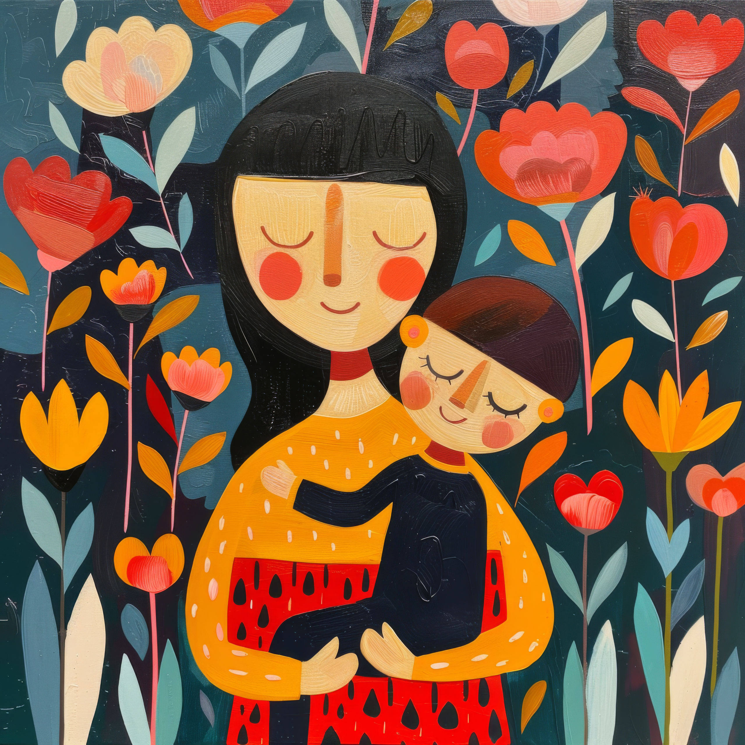 Preview for Mother-child-floral-embrace-mothers-day-background-91c6e