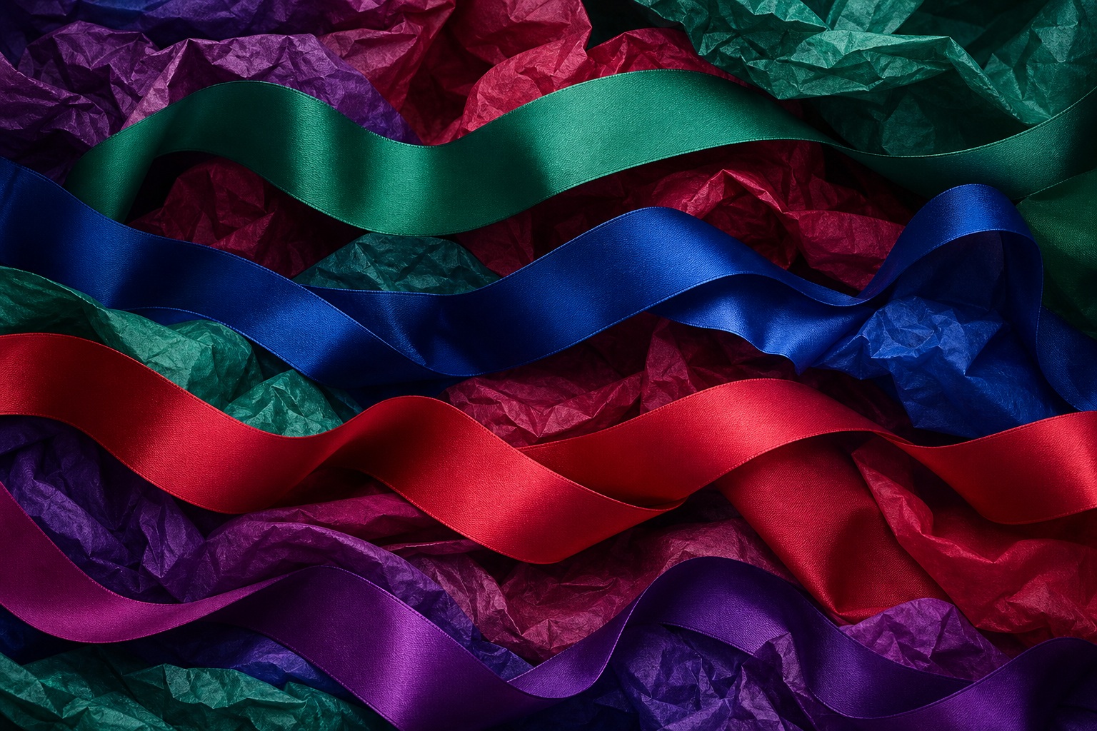 Preview for Jewel Tones Ribbon Waves Background