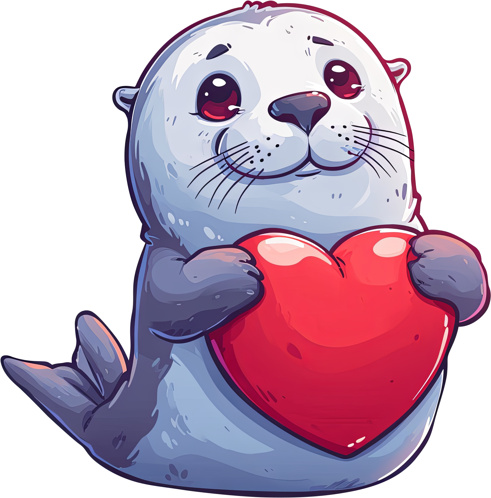 Preview for Cute-seal-heart-illustration-love-characters-sticker-f977e