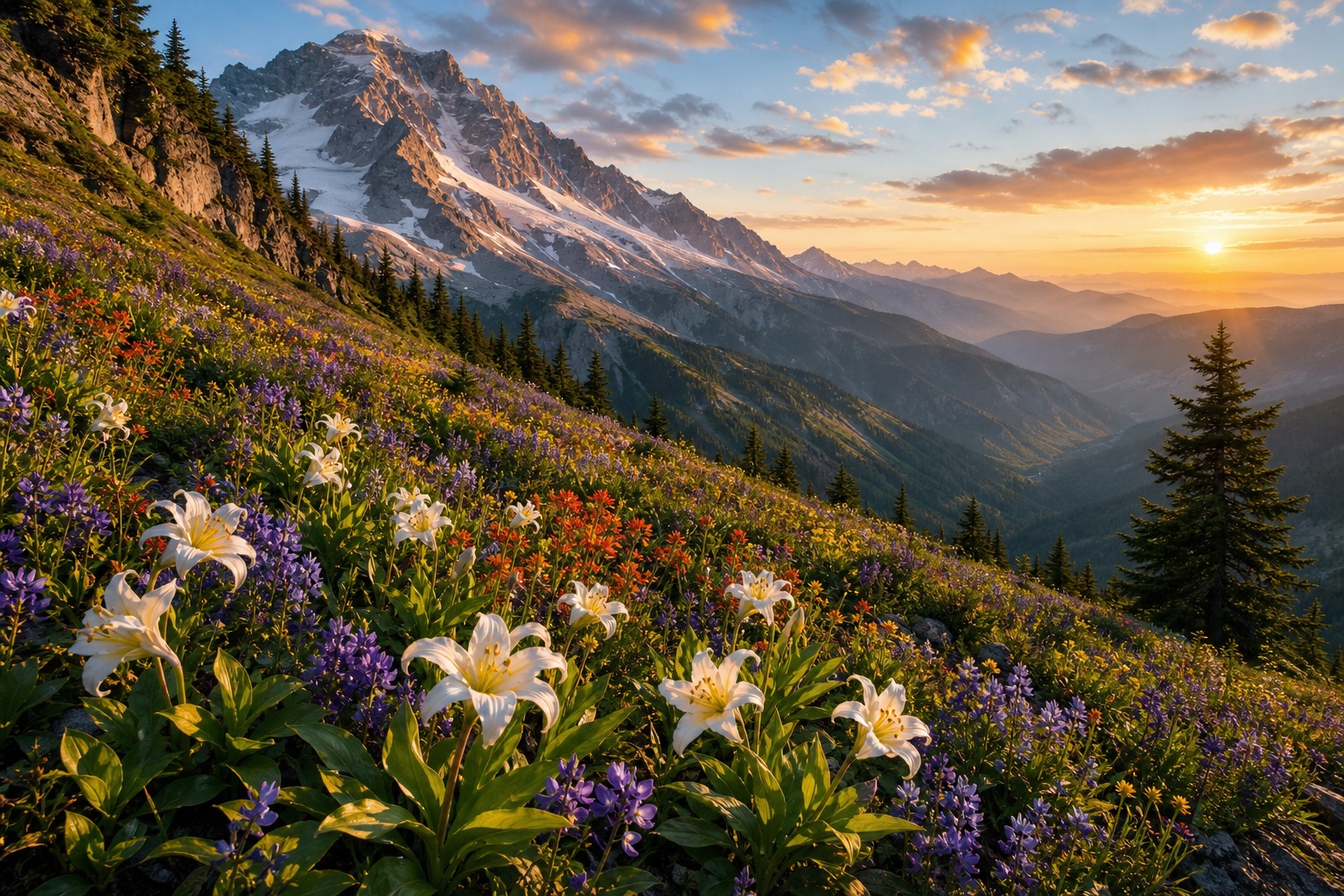 Preview for Alpine Flower Meadow Mountain Background