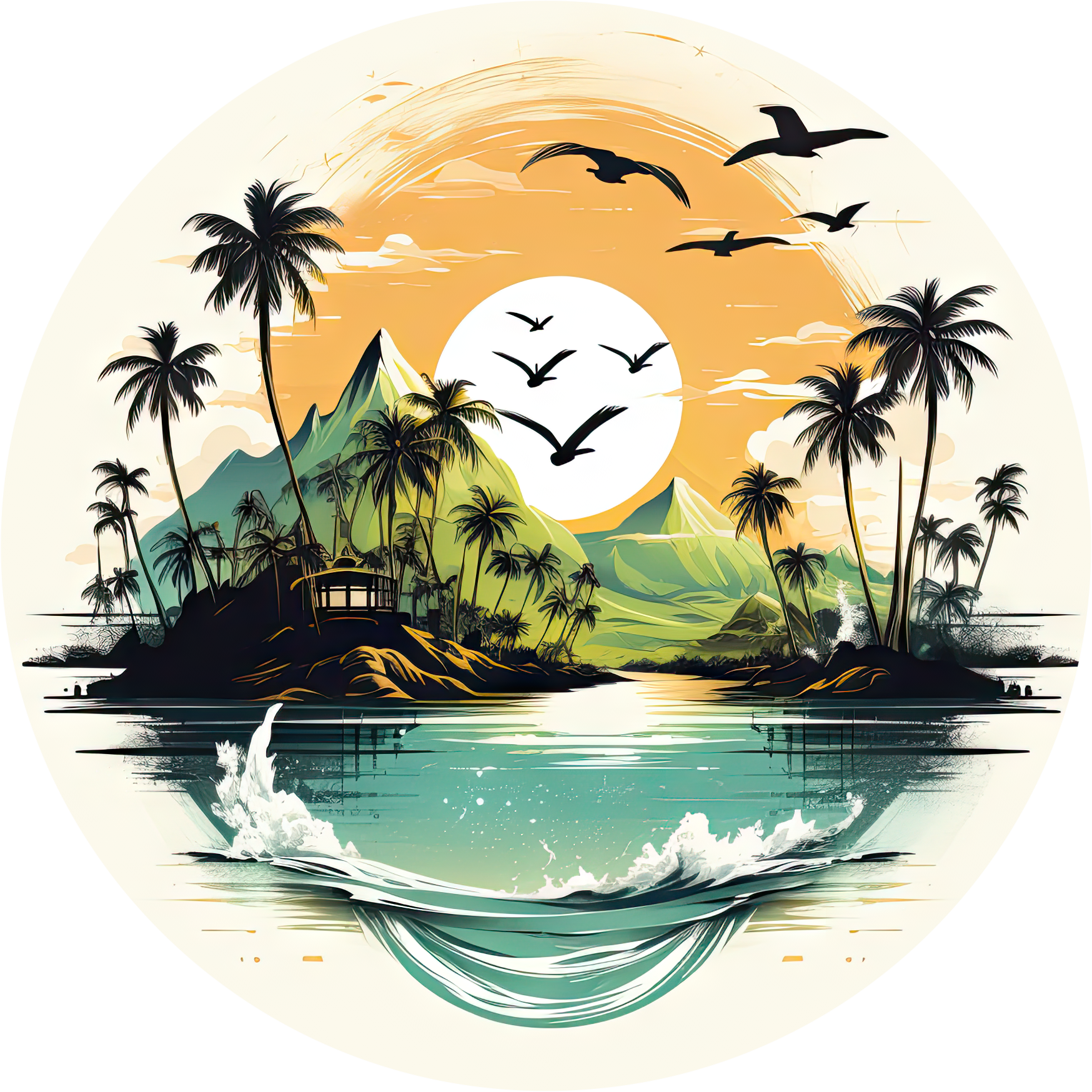 Preview for Tropical-island-paradise-logo-mountain-sticker-950fb