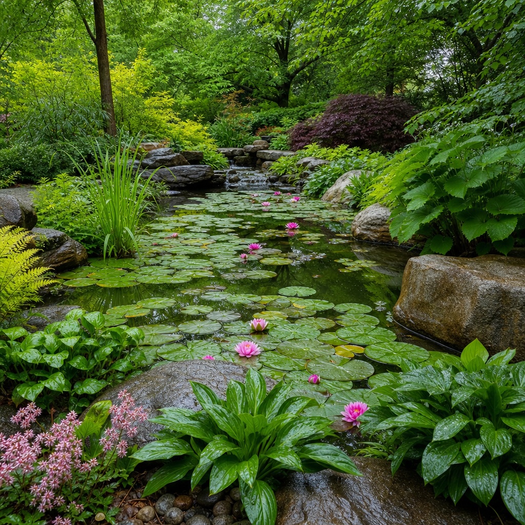 Preview for Post Rain Lily Pond Garden Background
