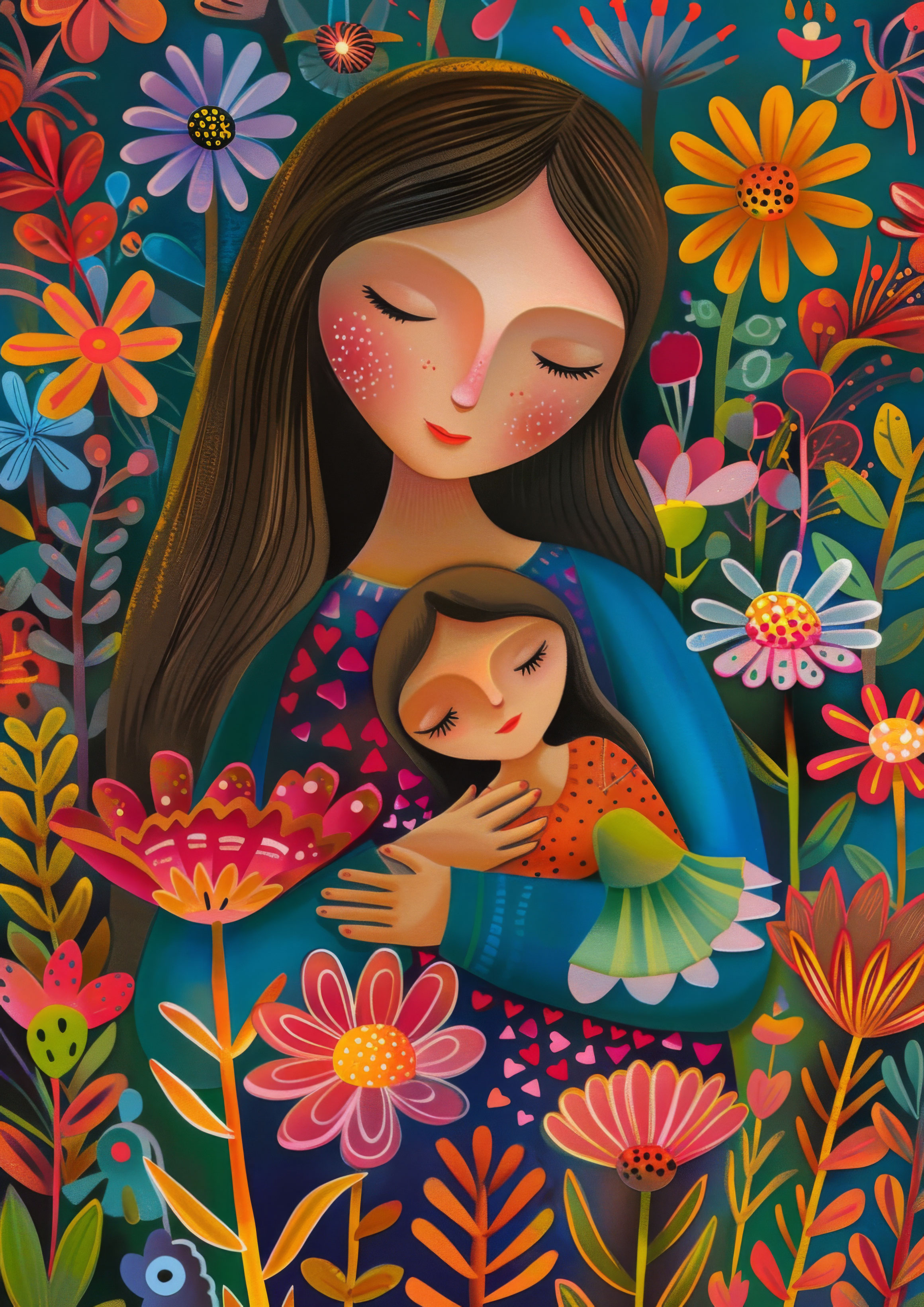 Preview for Mother-child-floral-embrace-mothers-day-background-cde93