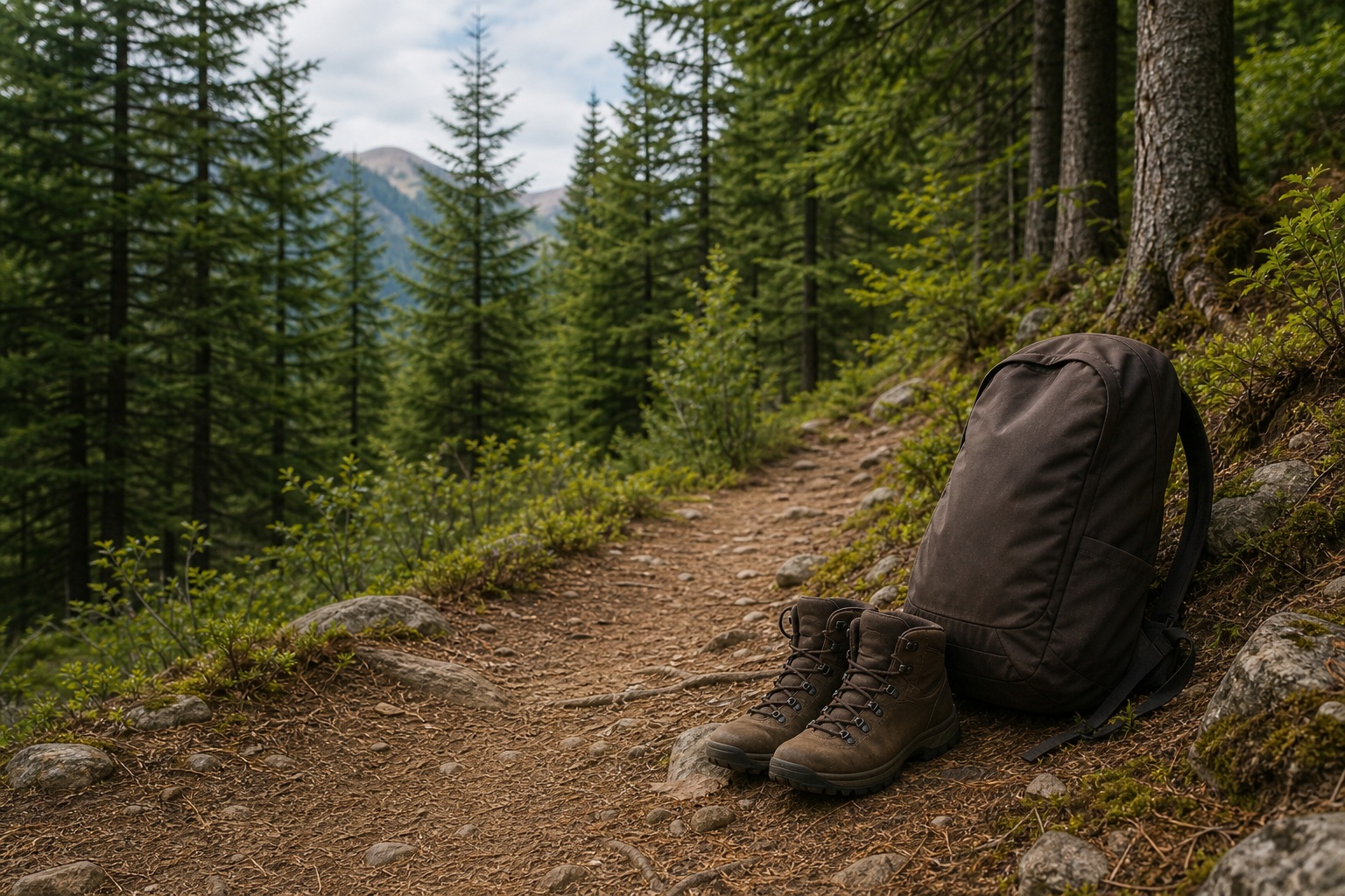 Preview for Empty Trail And Boots Hiking Background