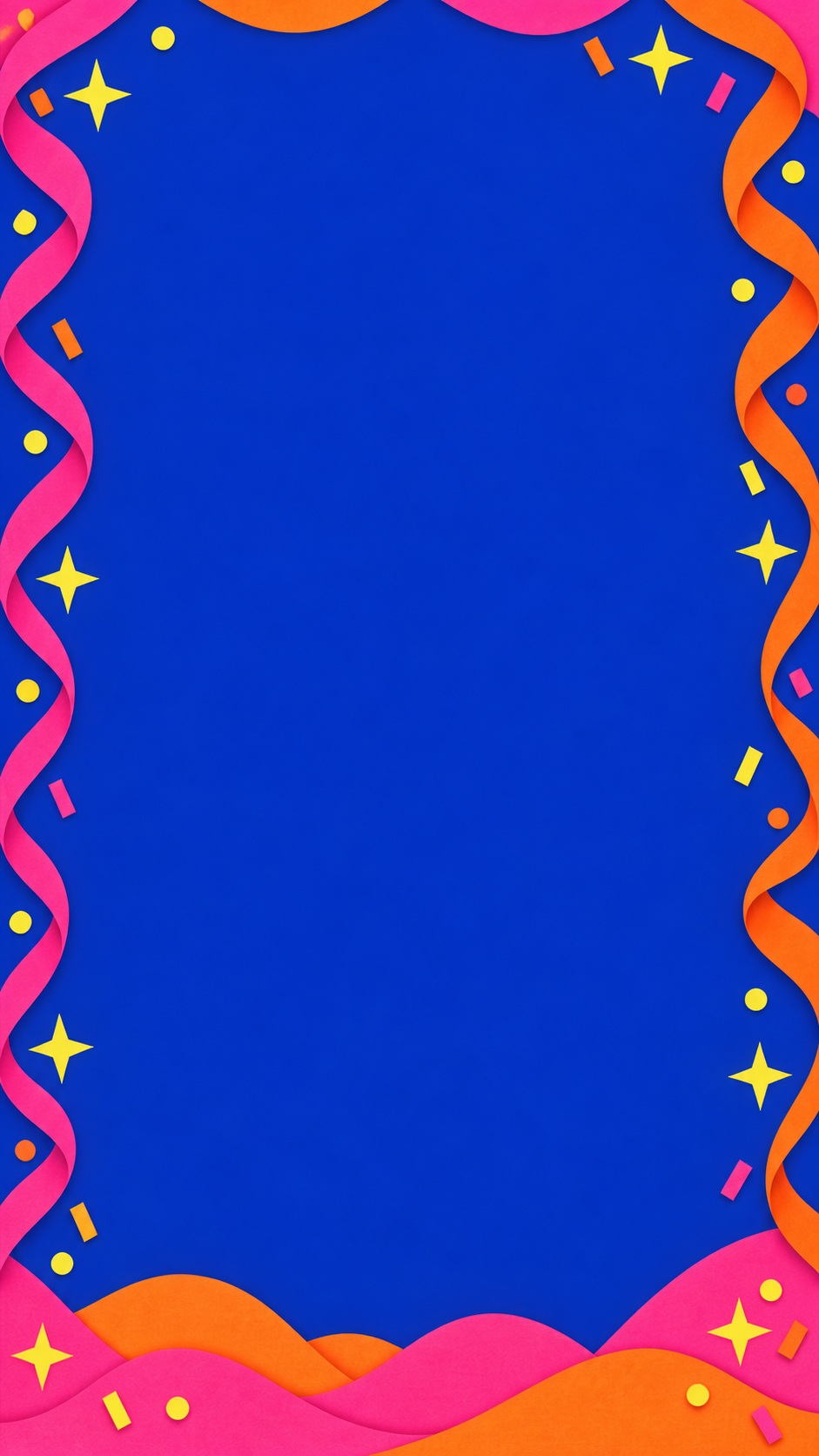 Preview for Tall Blue Party Frame With Pink Ribbon Waves