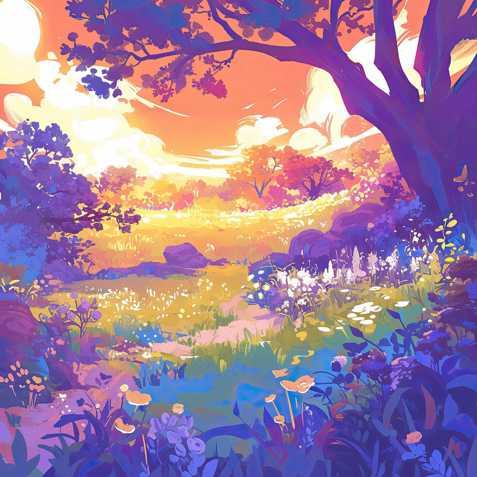 Preview for Vibrant-sunset-landscape-art-nature-backdrop-background-ef8ef