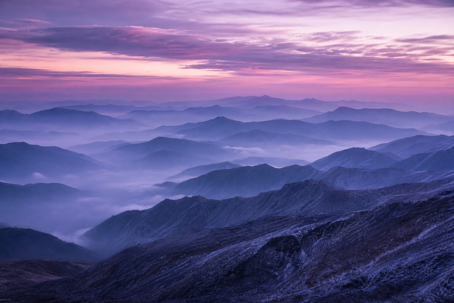 Preview for Violet Dusk Misty Ridge Layers Background
